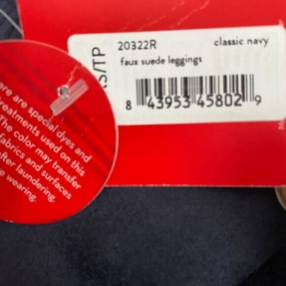 Spanx Women's Faux Suede Leggings Classic Navy Blue High Rise Ankle Size XS NEW - Picture 8 of 14